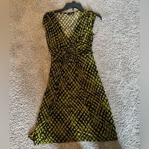 Green and black midi dress